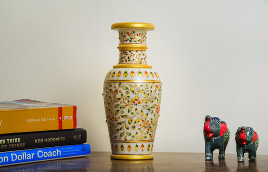 Marble Vase with Full Flower