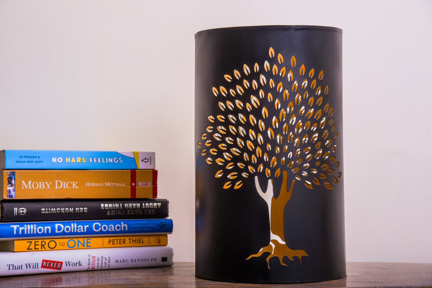 Metal Votive with Tree