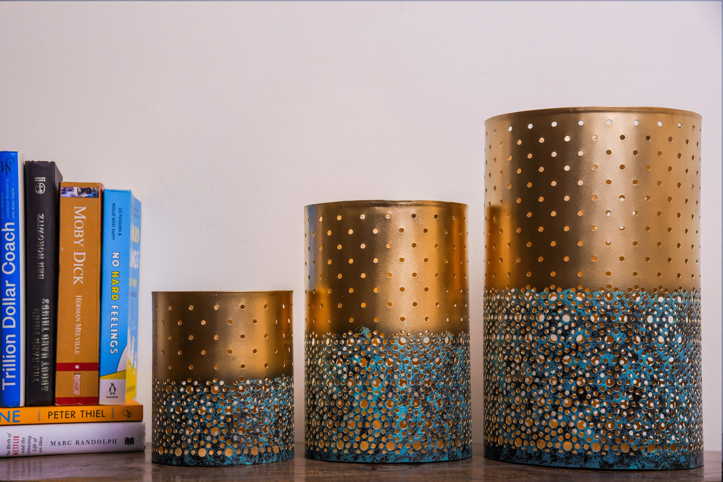 Metal Votive Golden Blue Colour