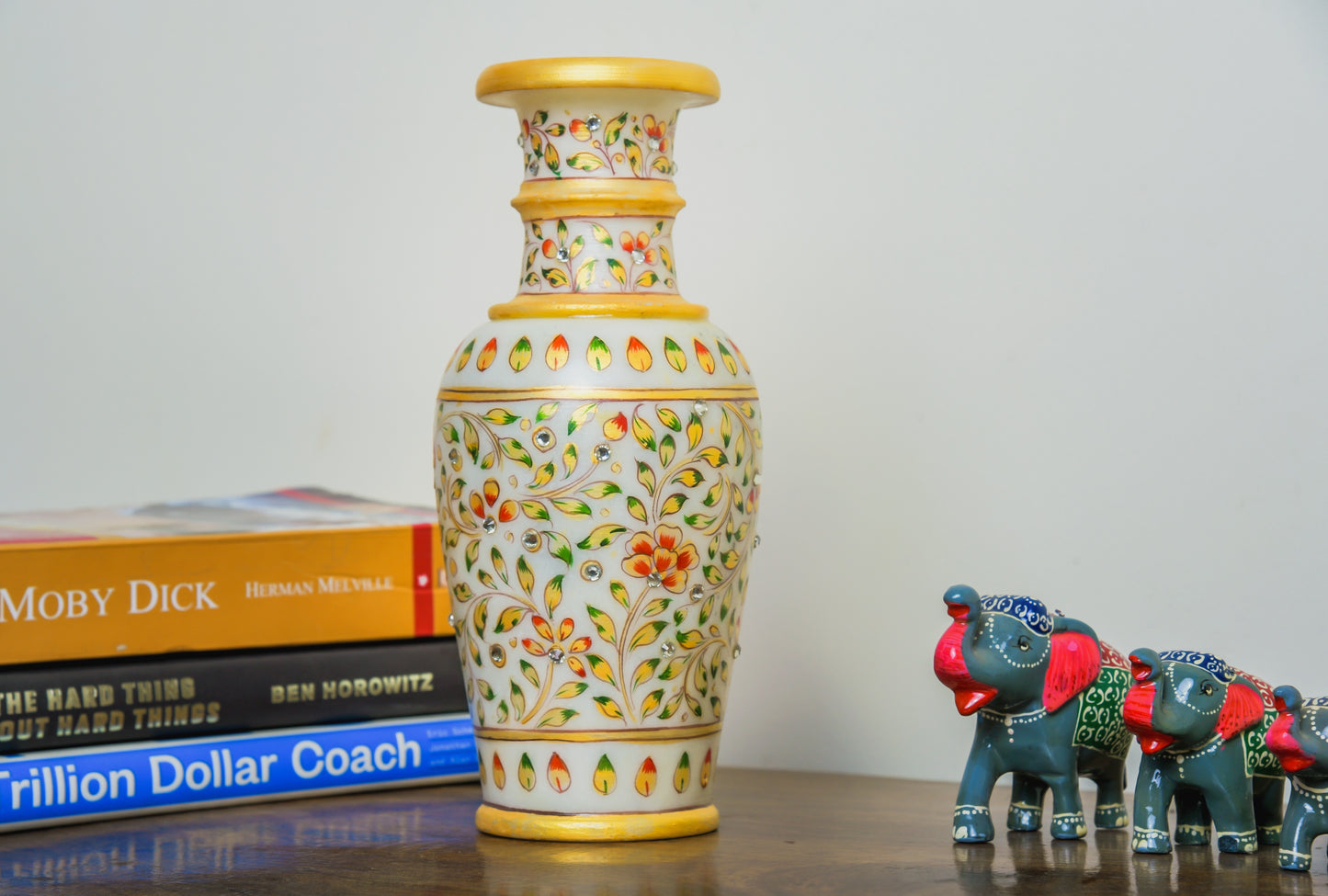 Marble Vase with Full Flower