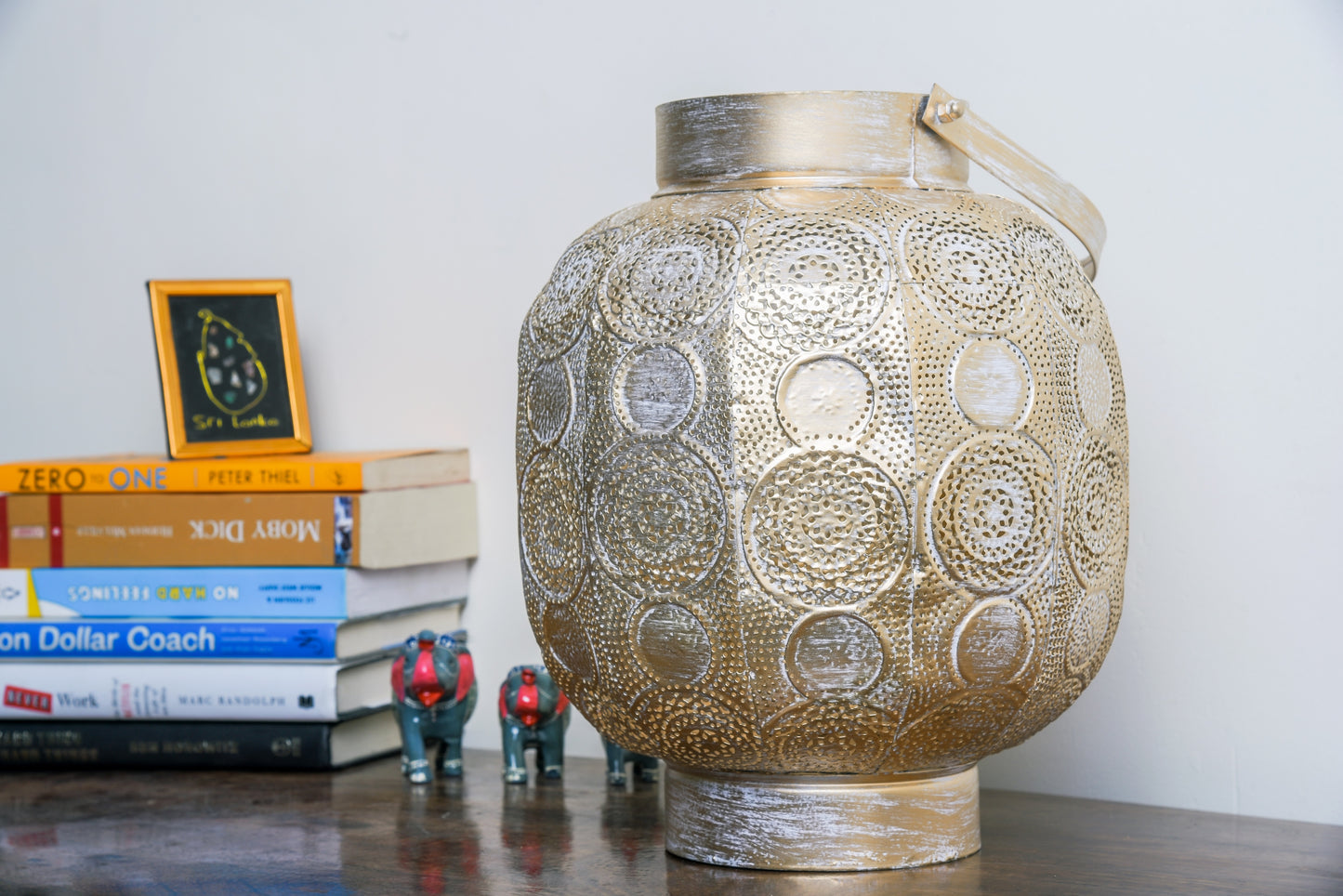 Metal Medium Lantern (Golden) Makran Lantern (Dotted)