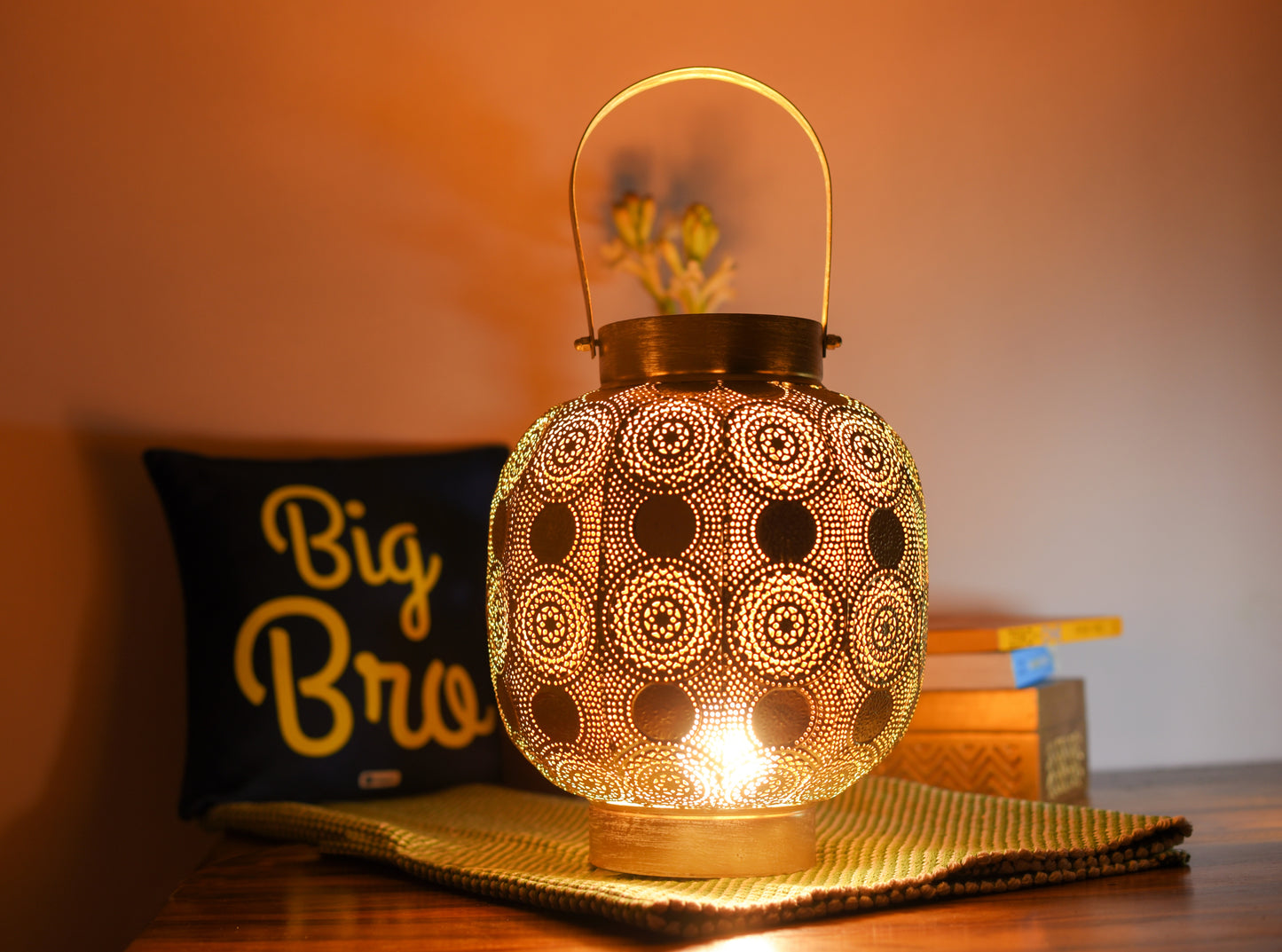 Metal Medium Lantern (Golden) Makran Lantern (Dotted)