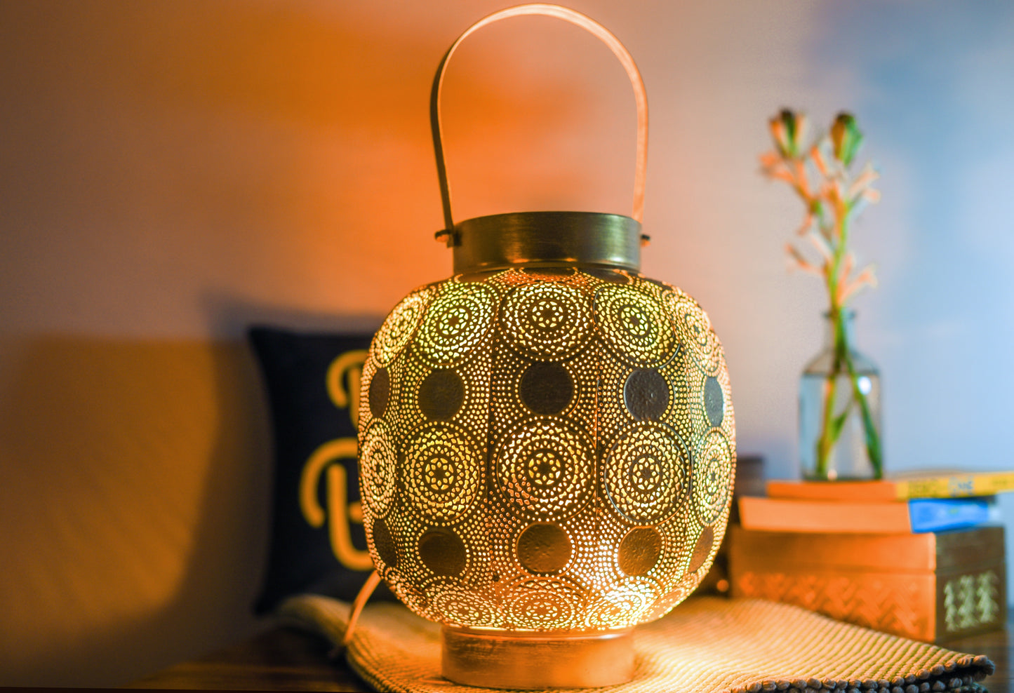 Metal Medium Lantern (Golden) Makran Lantern (Dotted)