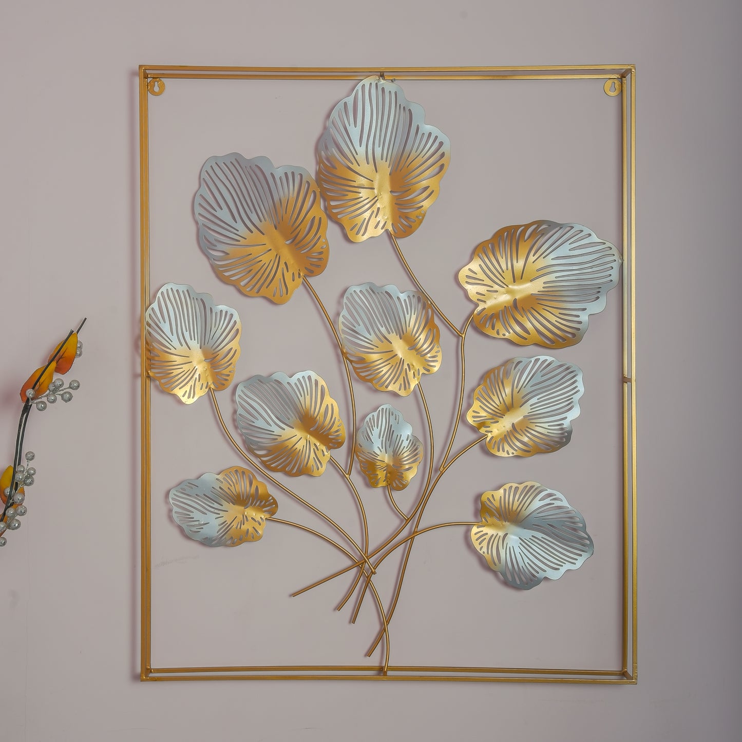 Metal Leaves with 10 Leaves (Large) (Golden + Silver)